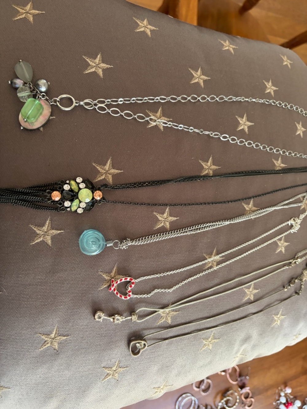 Silver-Tone Necklace Set with Green and Blue Accents